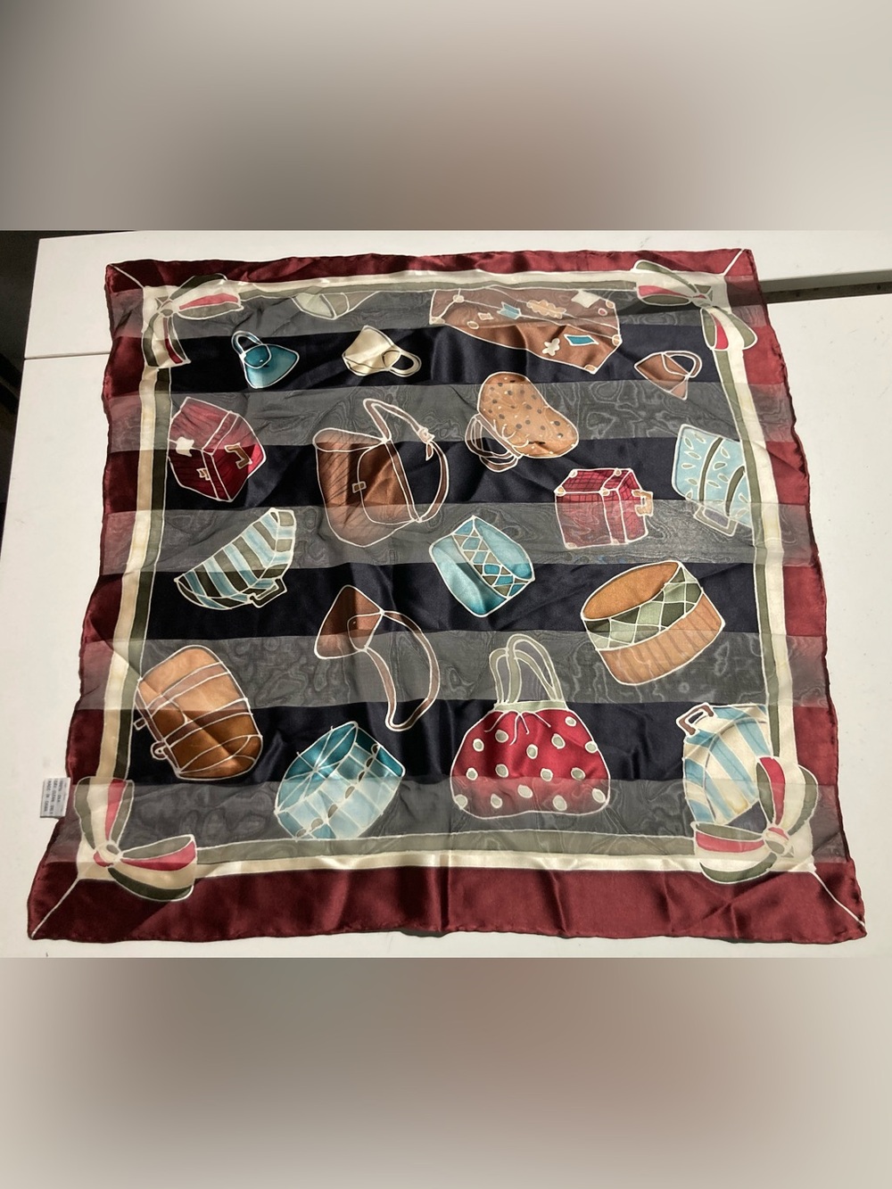 Brighton Silk Square Scarf Featuring Handbag and Purse Theme 20”X20” No Flaws